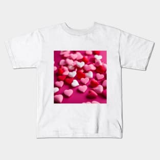 celebrating Valentines day, random floating love hearts Kids T-Shirt